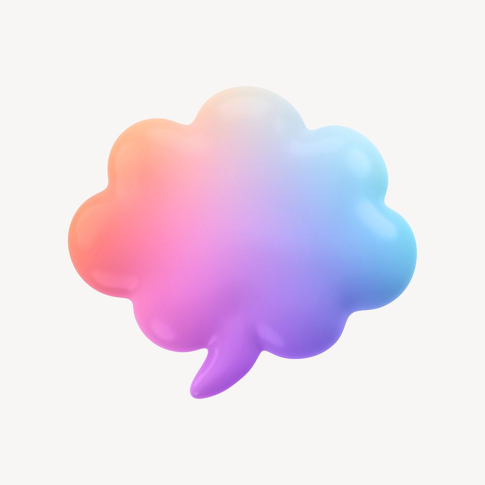 Speech bubble icon, 3D gradient design psd