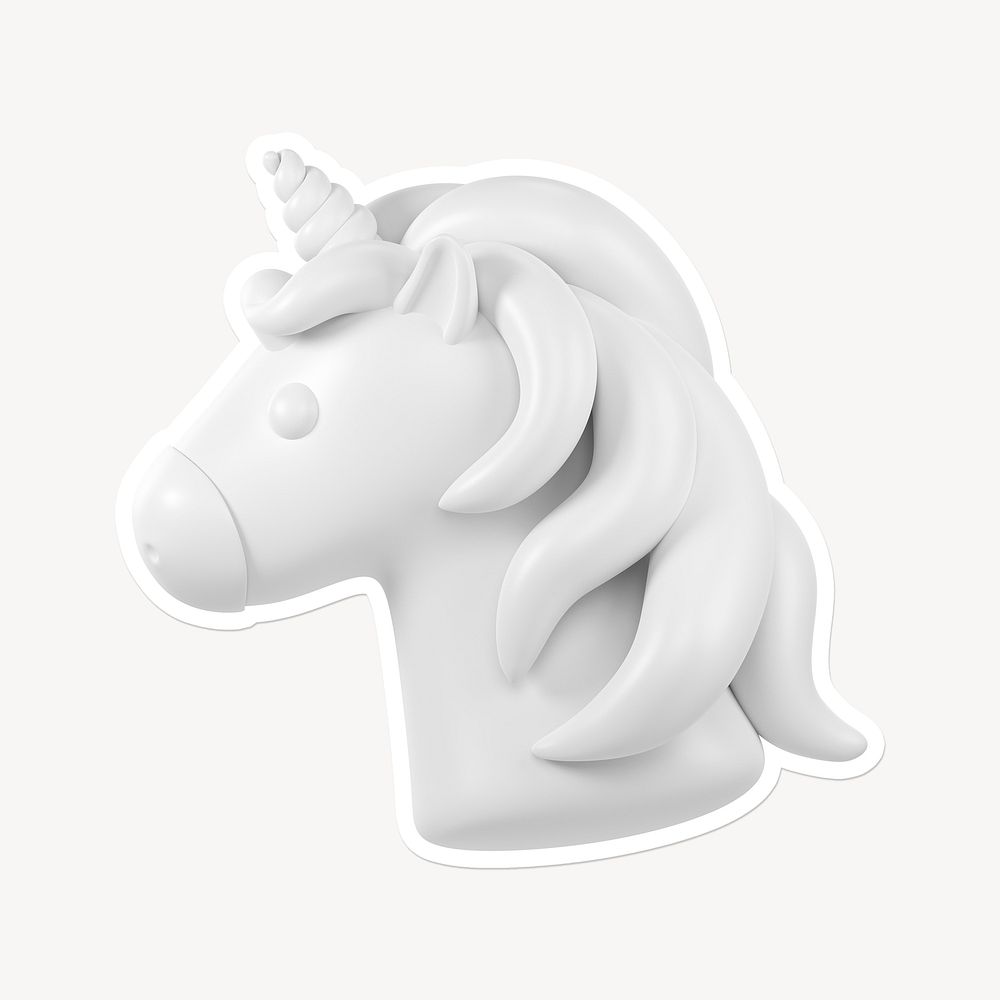 White unicorn, 3D white border design
