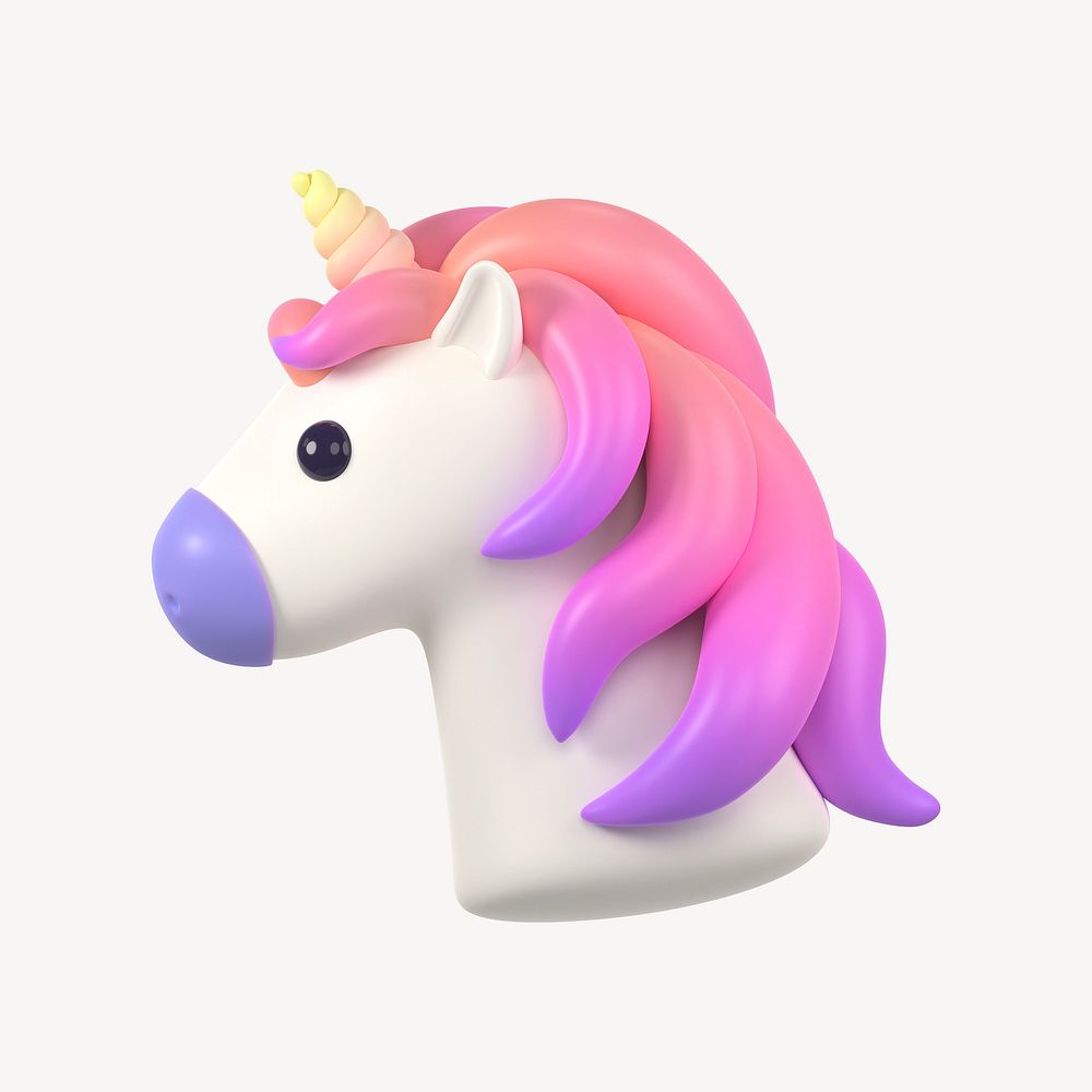 Unicorn icon, 3D rendering illustration