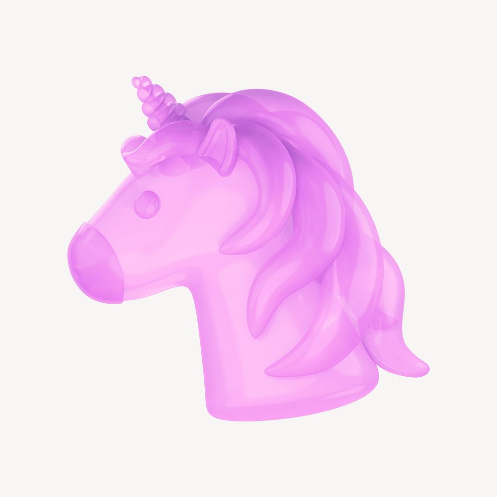 Unicorn icon, 3D transparent design psd