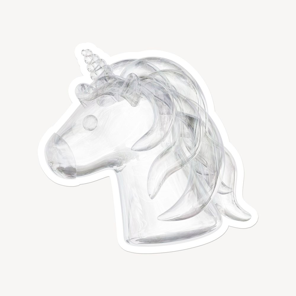 Unicorn, 3D glass, white border design