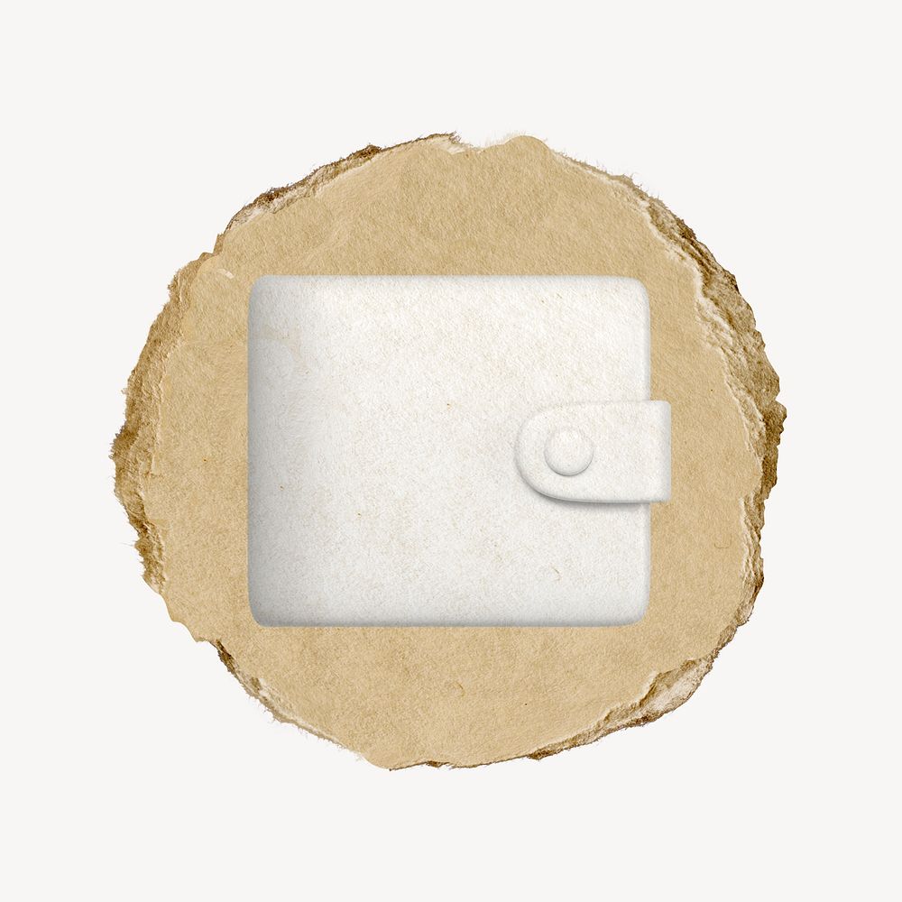 White wallet, 3D ripped paper psd