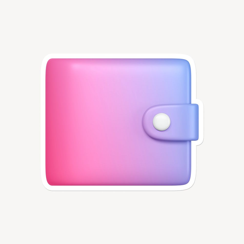 Pink wallet, 3D gradient design with white border