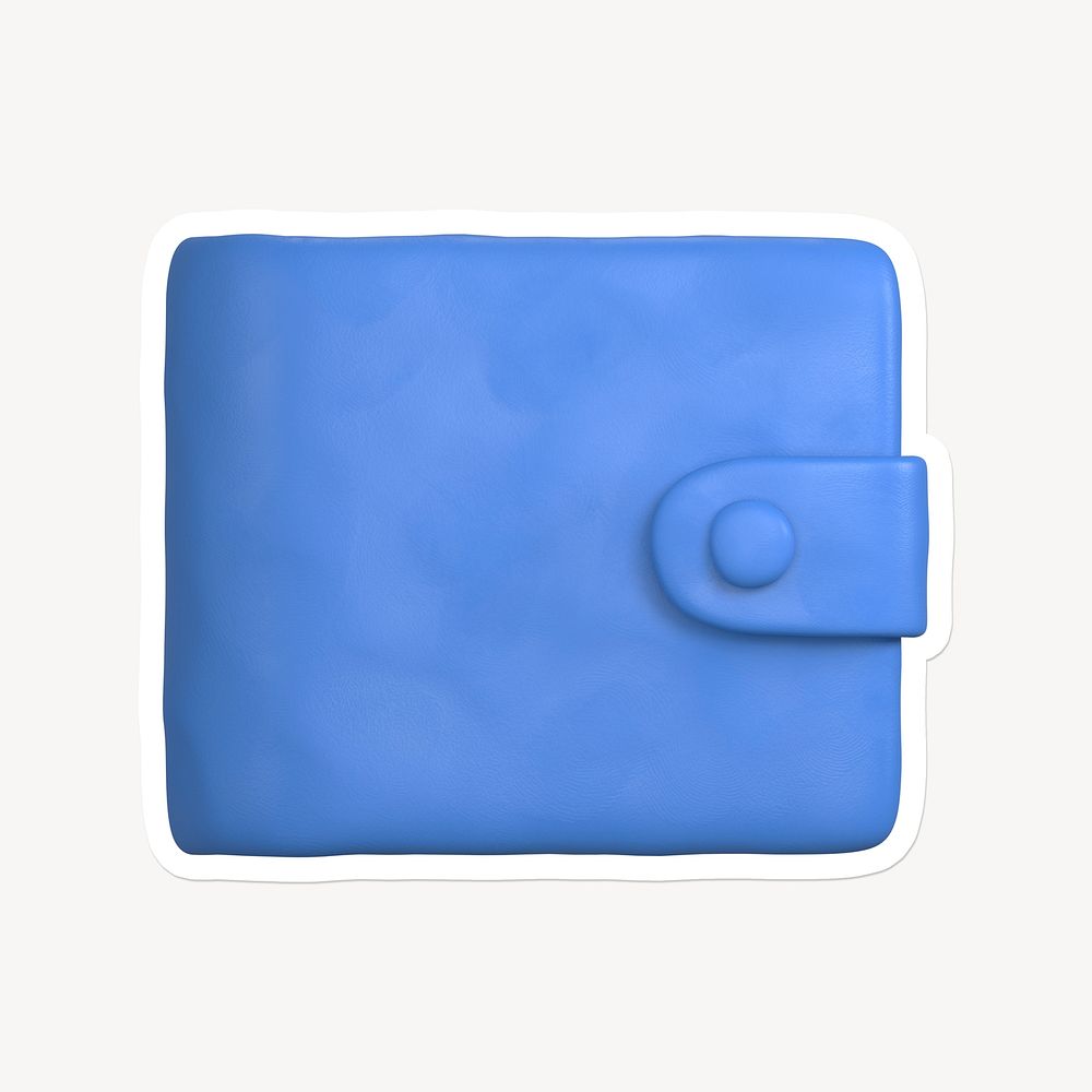 Blue wallet, 3D clay texture with white border