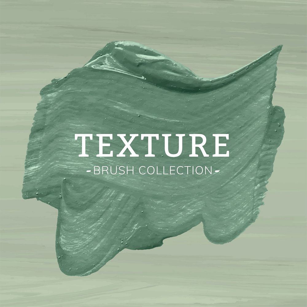 Metallic green oil paint brush stroke texture on a green background vector