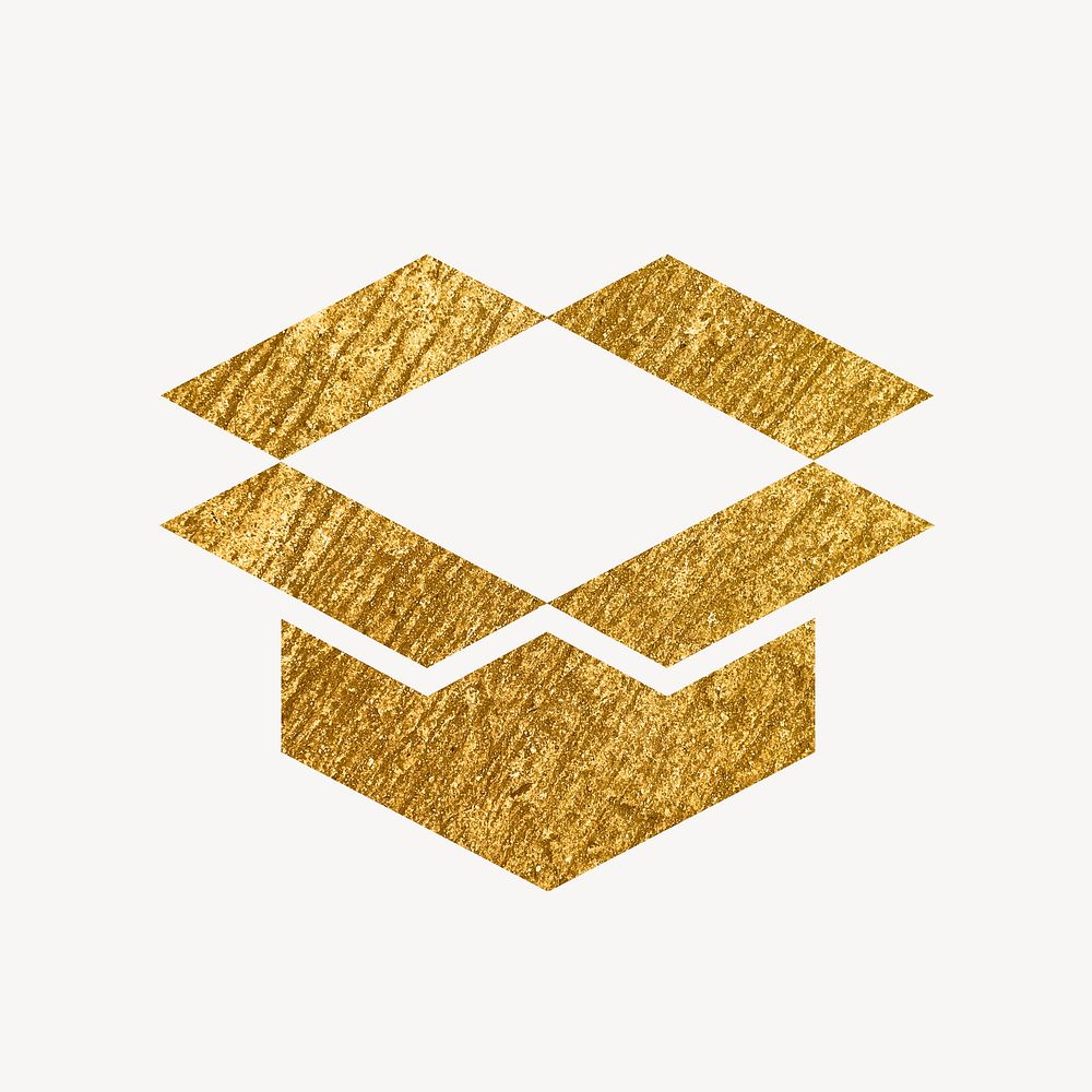 Open box gold icon, glittery design