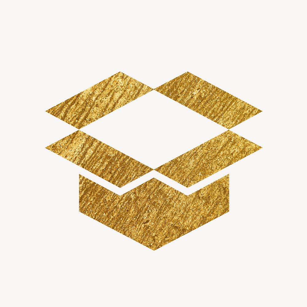 Open box gold icon, glittery design  psd