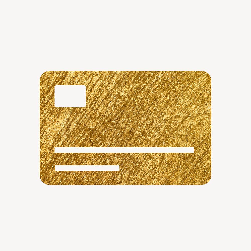Credit card gold icon, glittery design