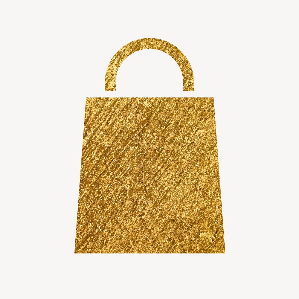 Shopping bag gold icon, glittery design  psd