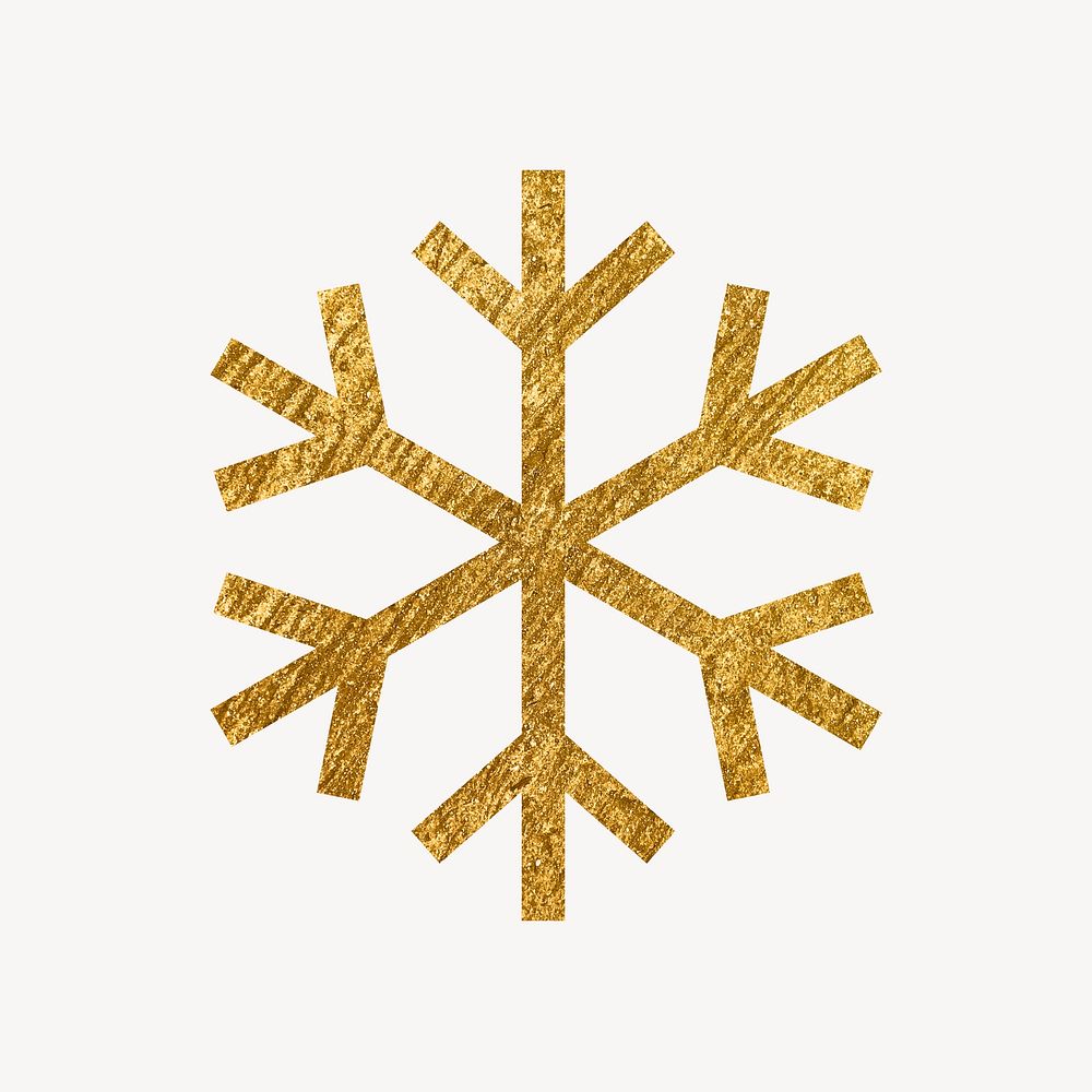 Snowflake gold icon, glittery design  psd
