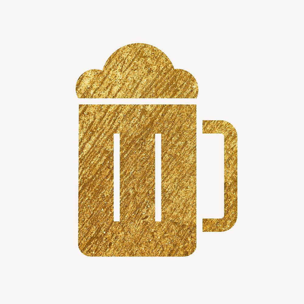 Beer glass gold icon, glittery design