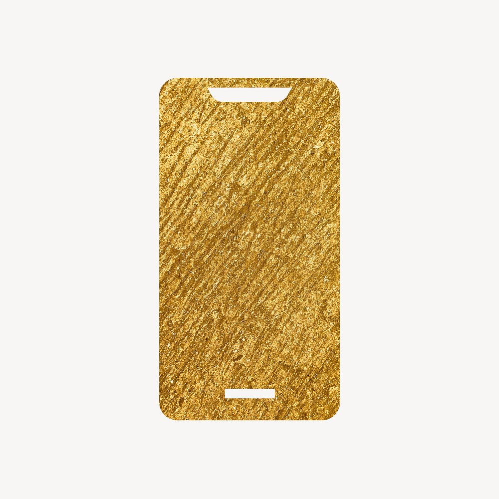 Mobile phone gold icon, glittery design  psd