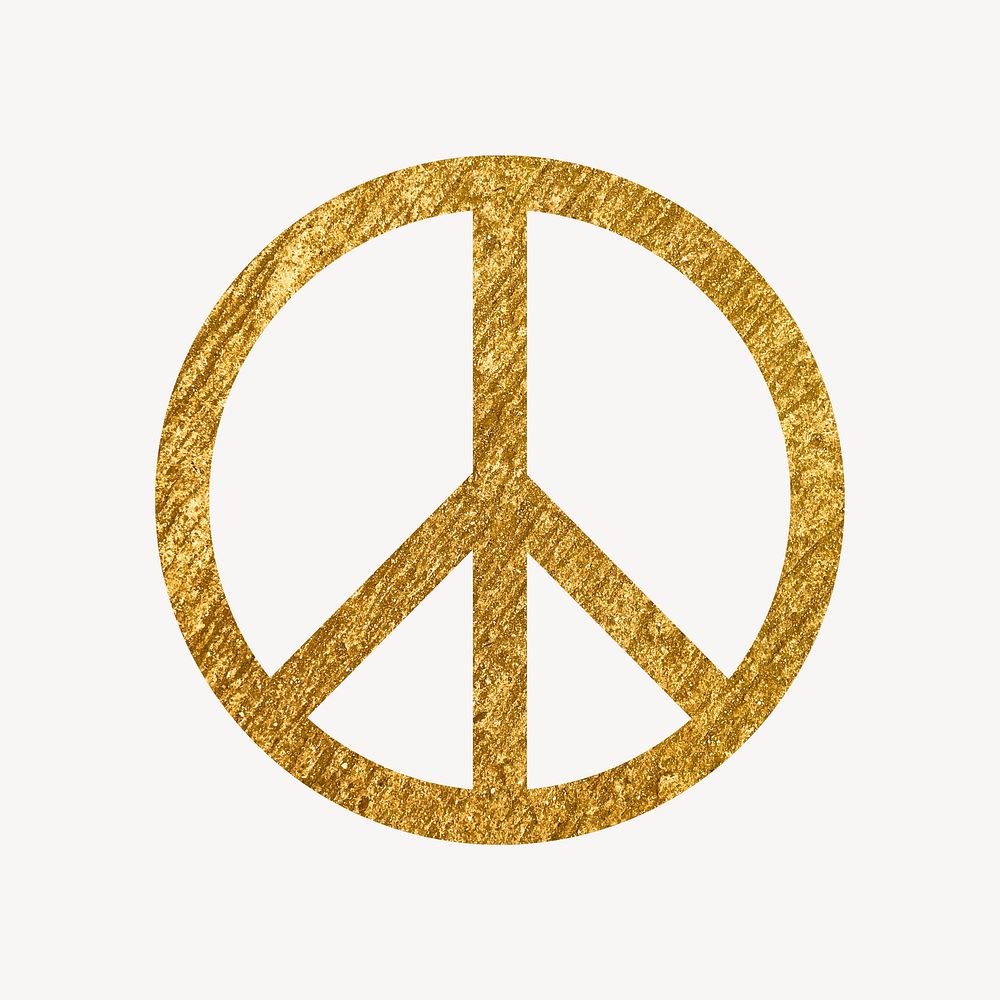 Peace symbol gold icon, glittery design  psd