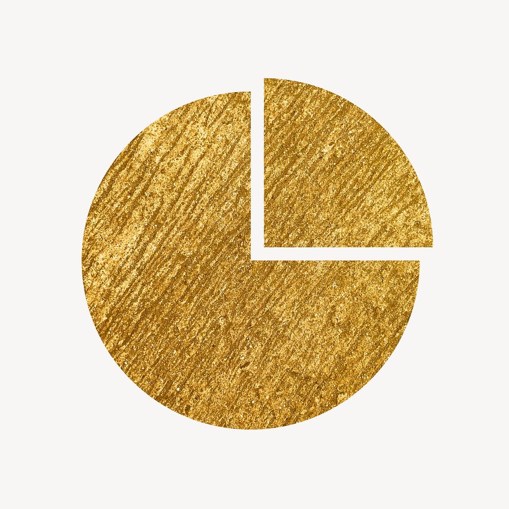 Pie chart gold icon, glittery design