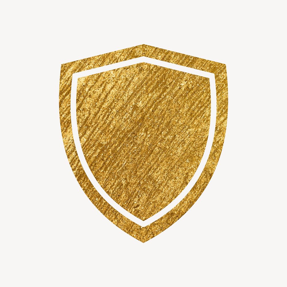 Shield, protection gold icon, glittery design