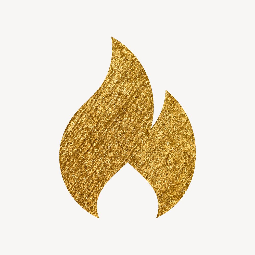 Flame gold icon, glittery design