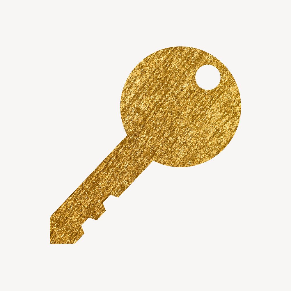 Key, safety gold icon, glittery design  psd
