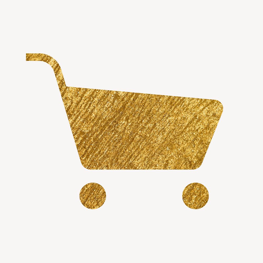 Shopping cart gold icon, glittery design