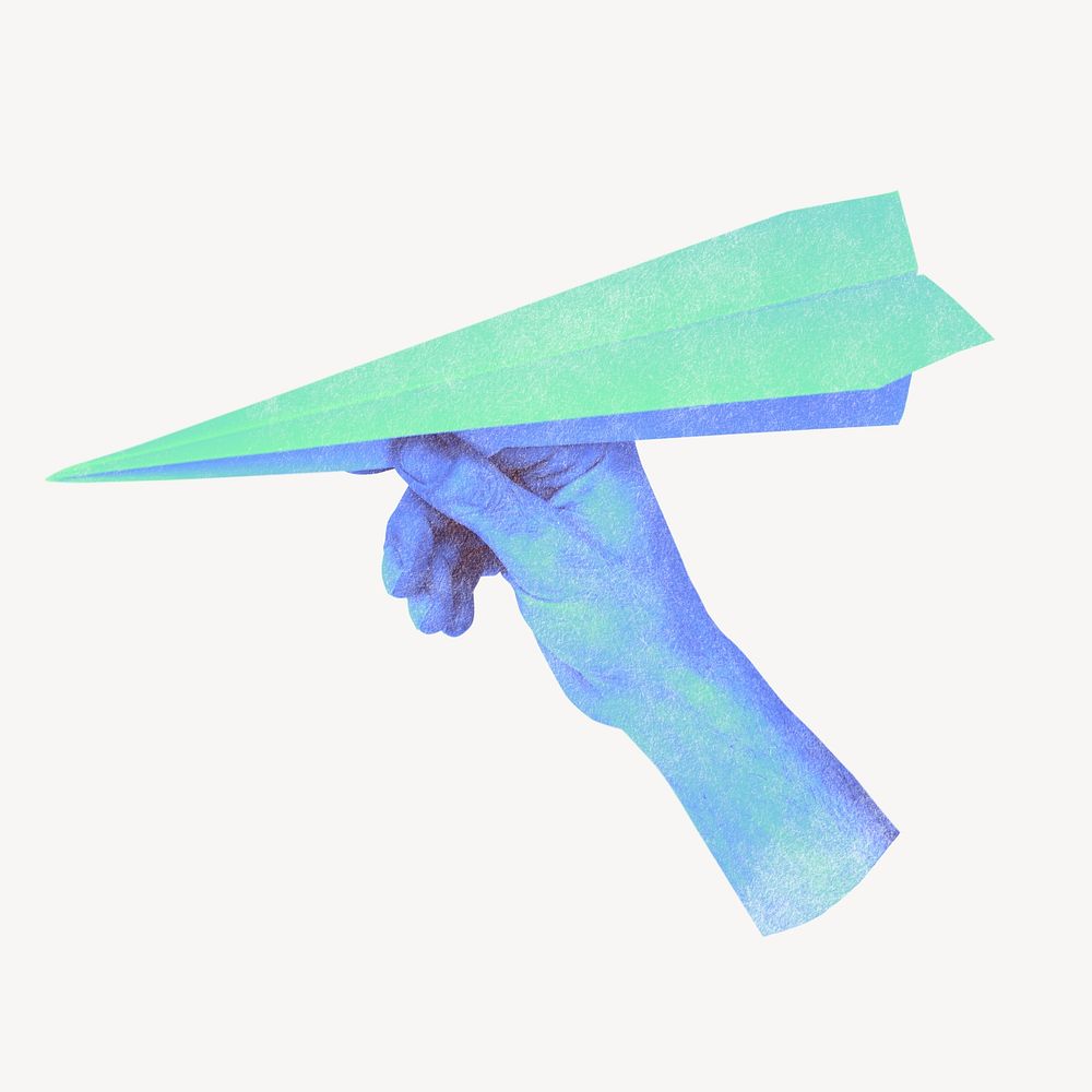 Hand holding paper plane, business remix