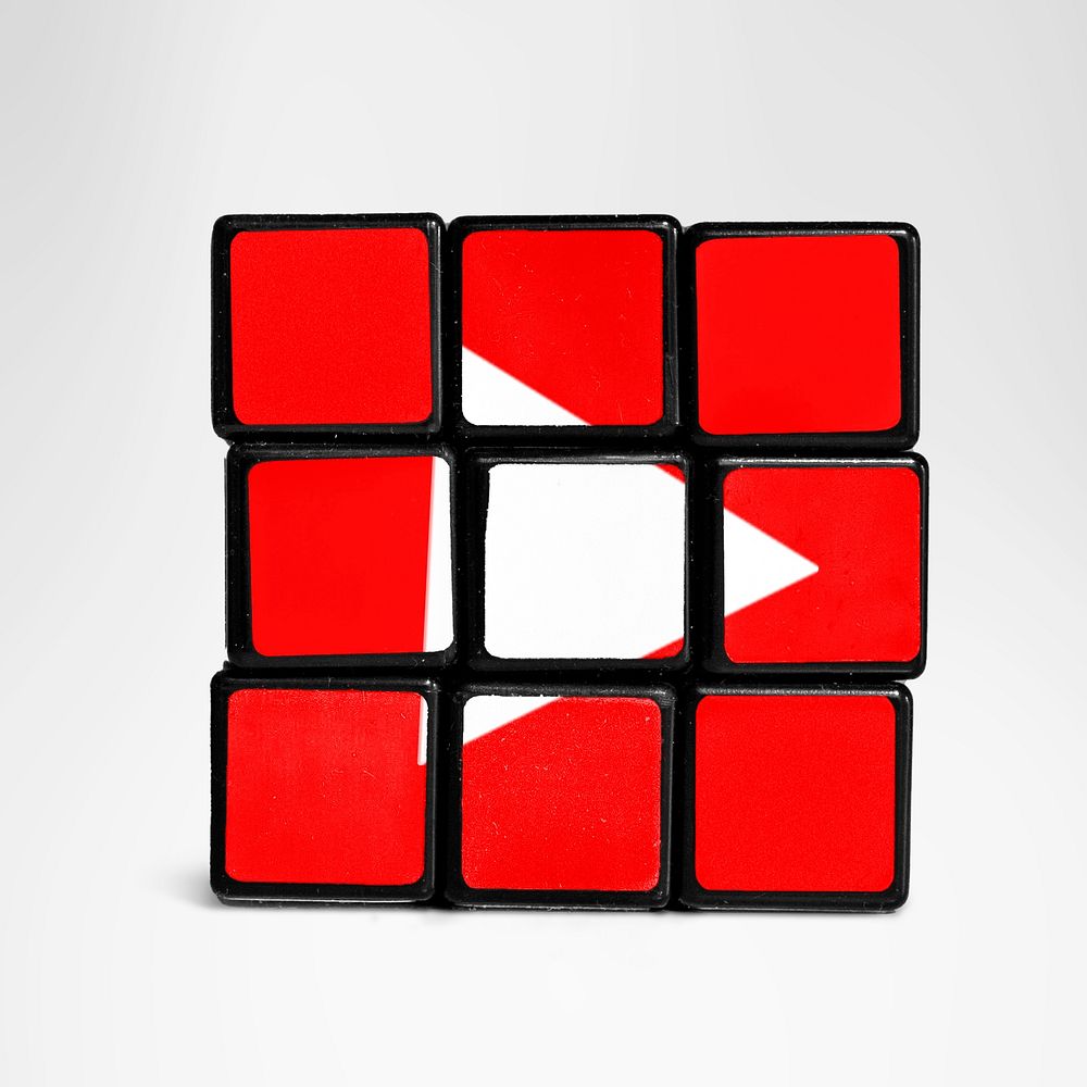 Youtube icon mockup, puzzle cube design. 6 JULY 2022 - BANGKOK, THAILAND