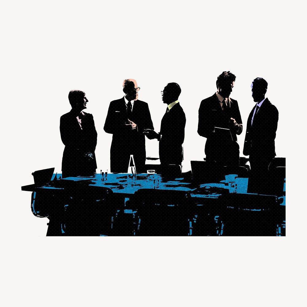 Business people collage element, black & blue design psd