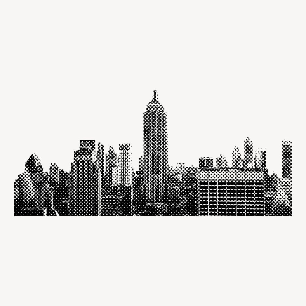 New York collage element, black & white textured design psd