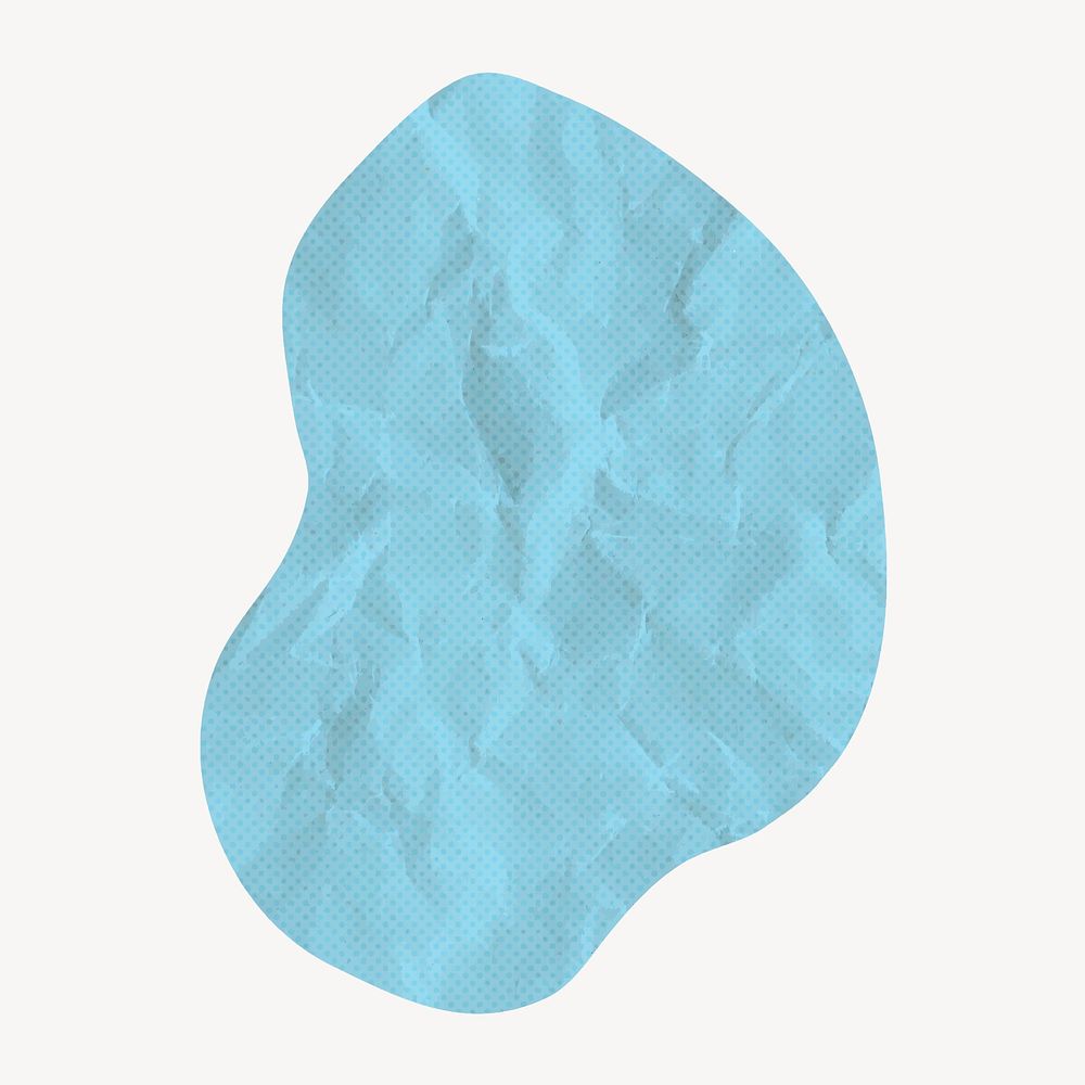 Blob shape collage element, blue paper texture design vector