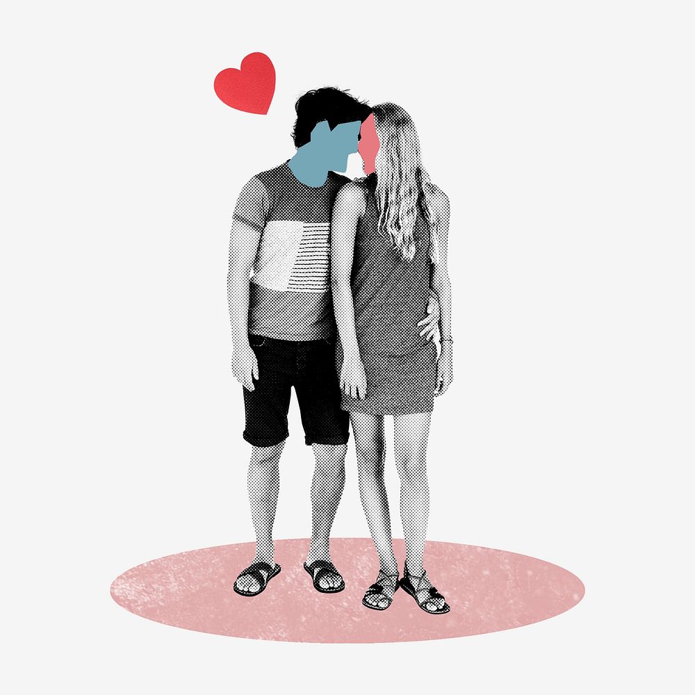 Couple love collage element, Valentine's day design