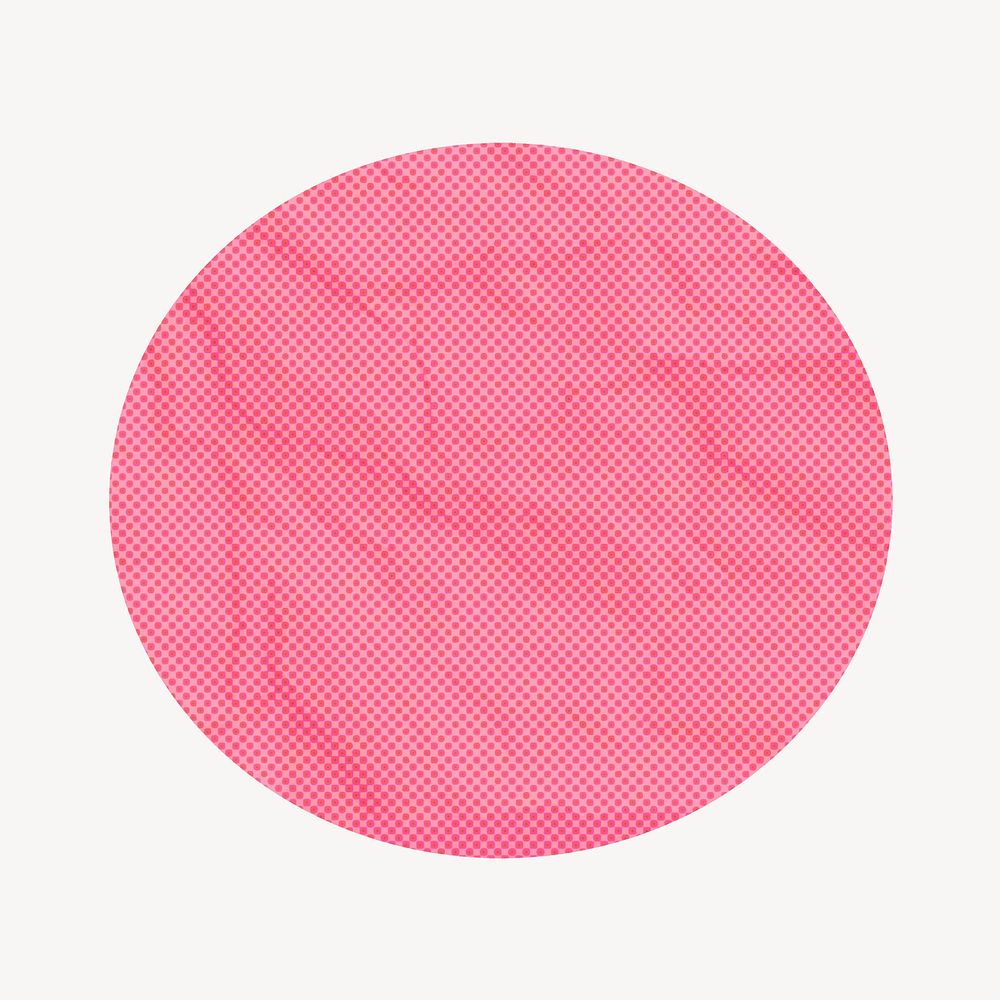 Round badge collage element, pink paper texture design vector