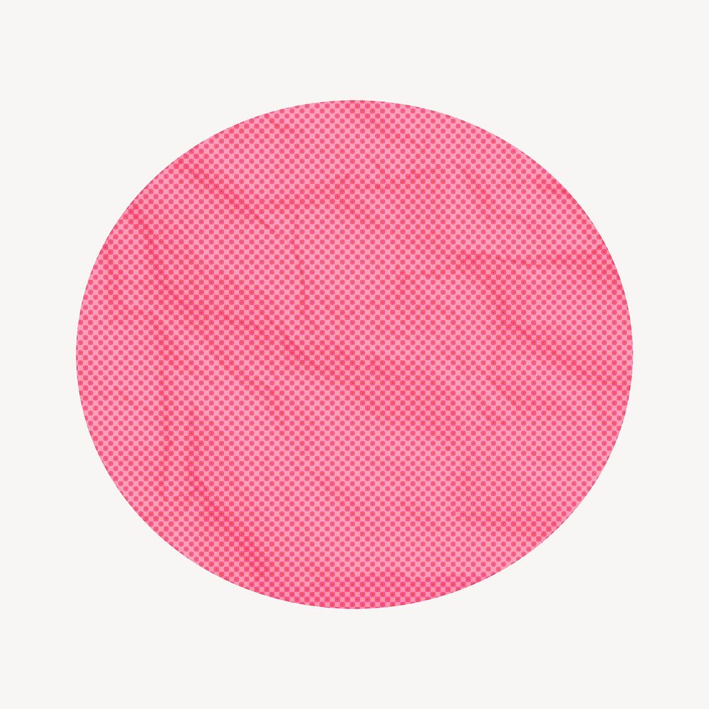 Round badge collage element, pink paper texture design