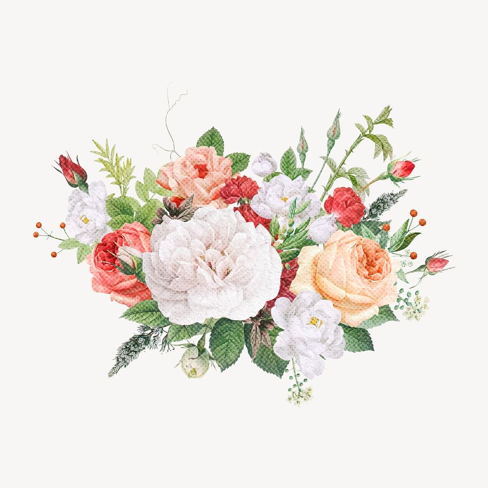 Aesthetic flower collage element, vintage design vector