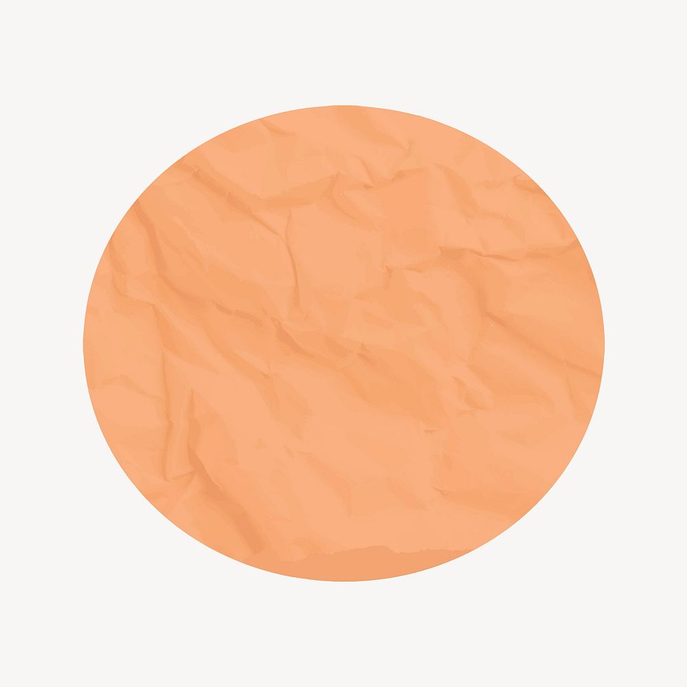 Round badge collage element, orange paper texture design vector