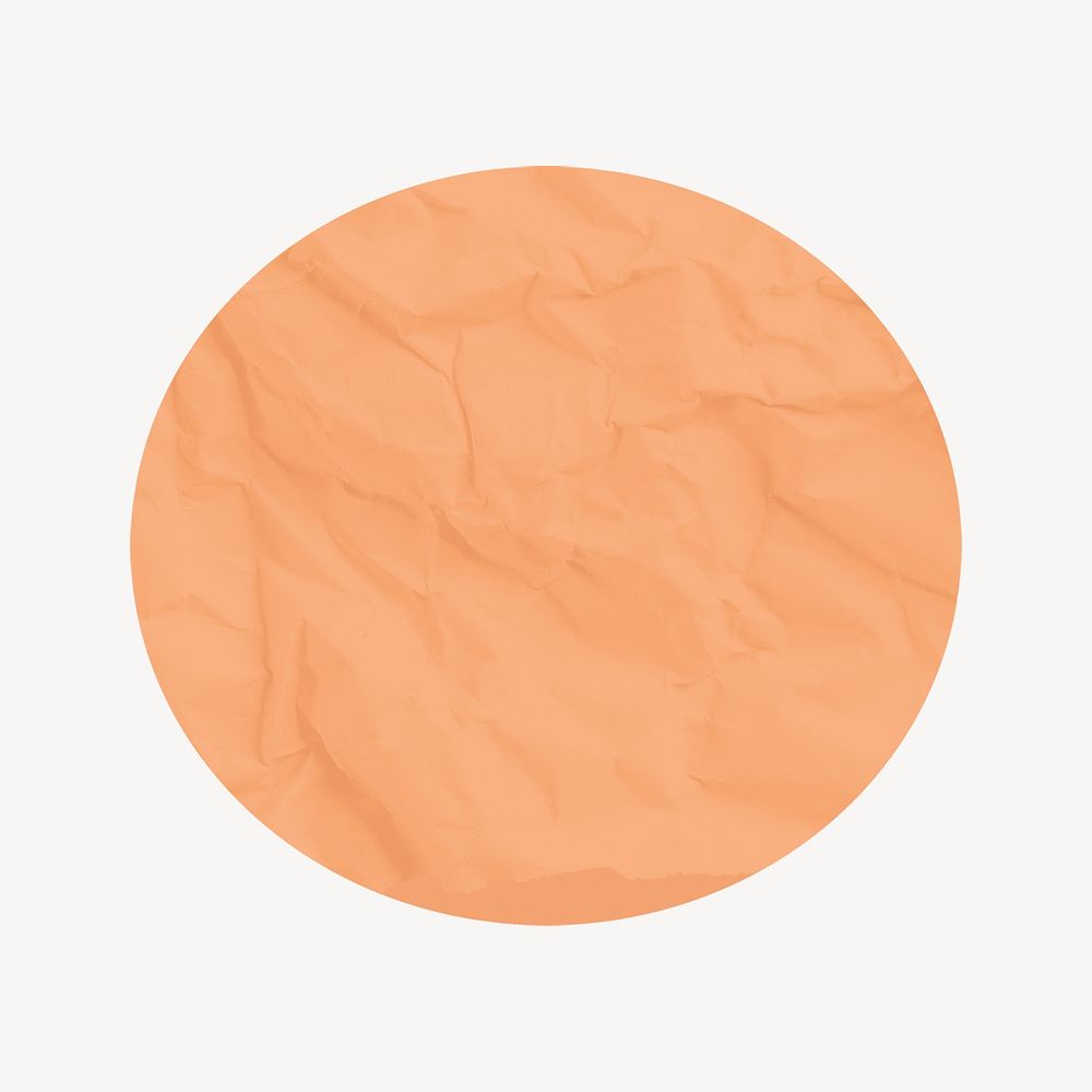 Round badge collage element, orange paper texture design