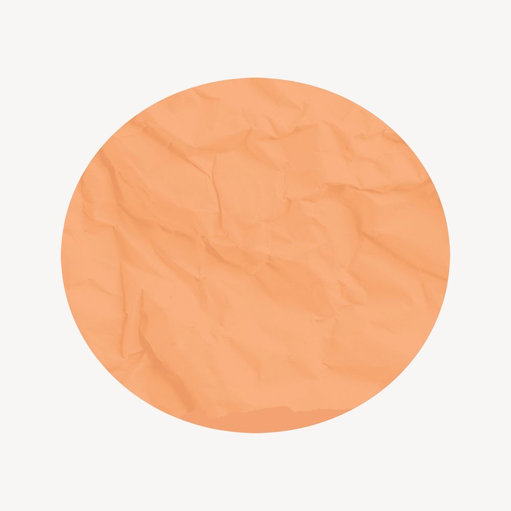 Round badge collage element, orange paper texture design psd