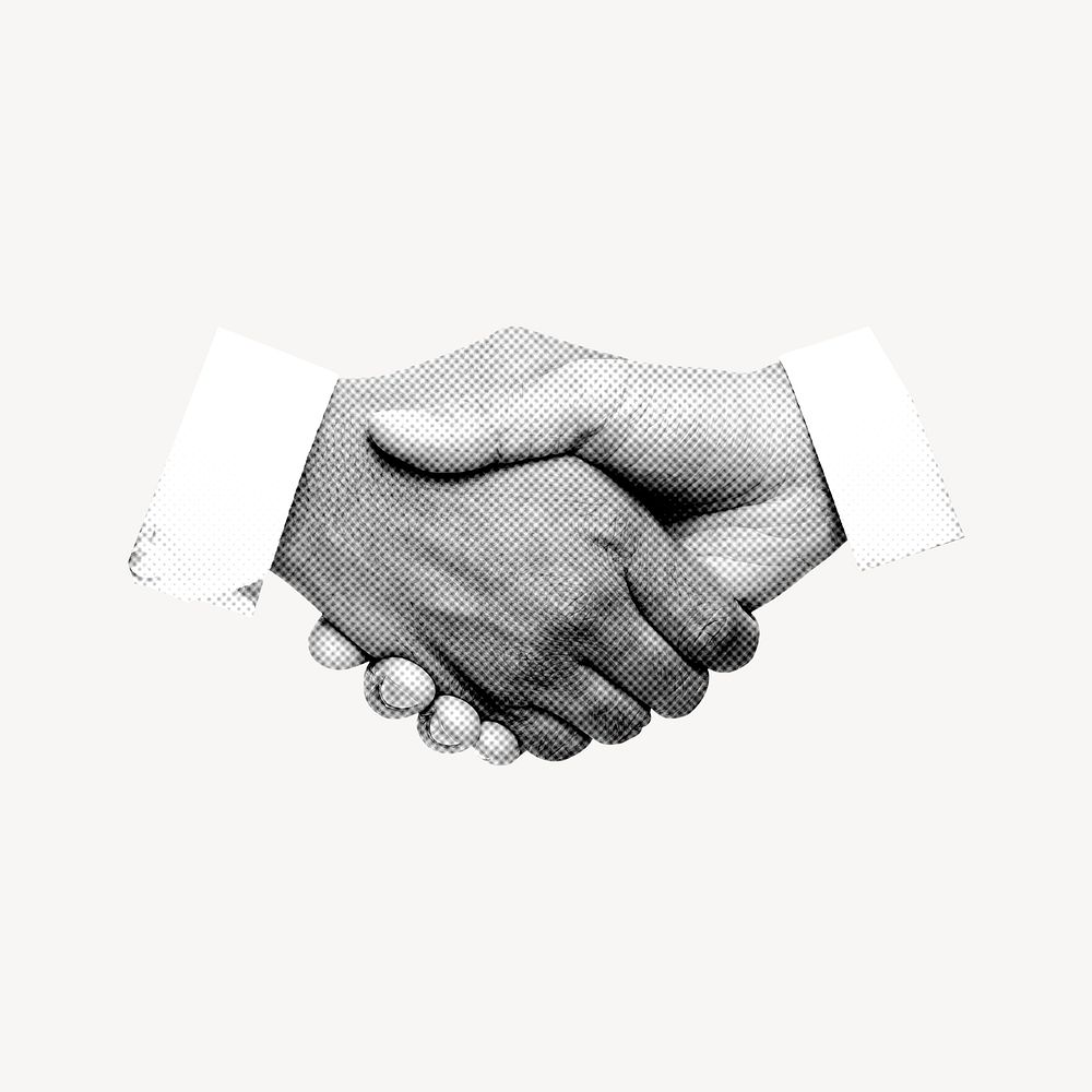 Handshake collage element, business design psd