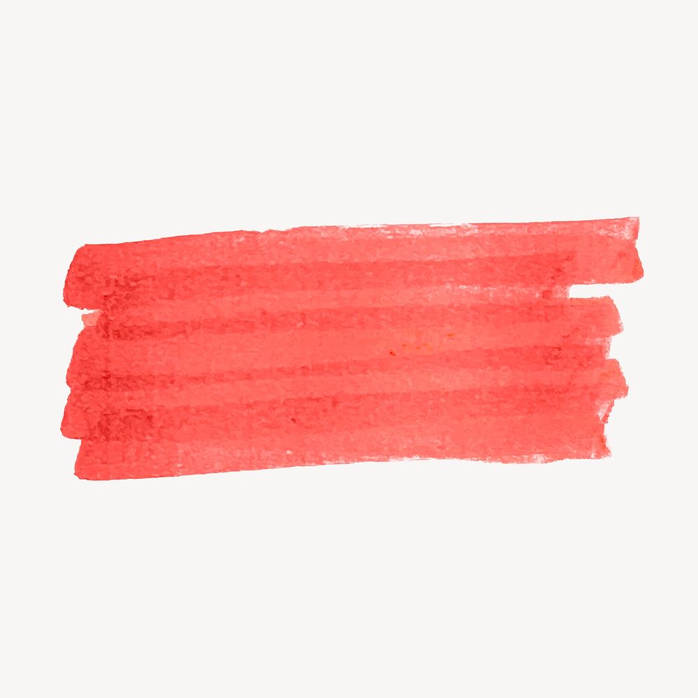Red brush stroke collage element, marker design vector