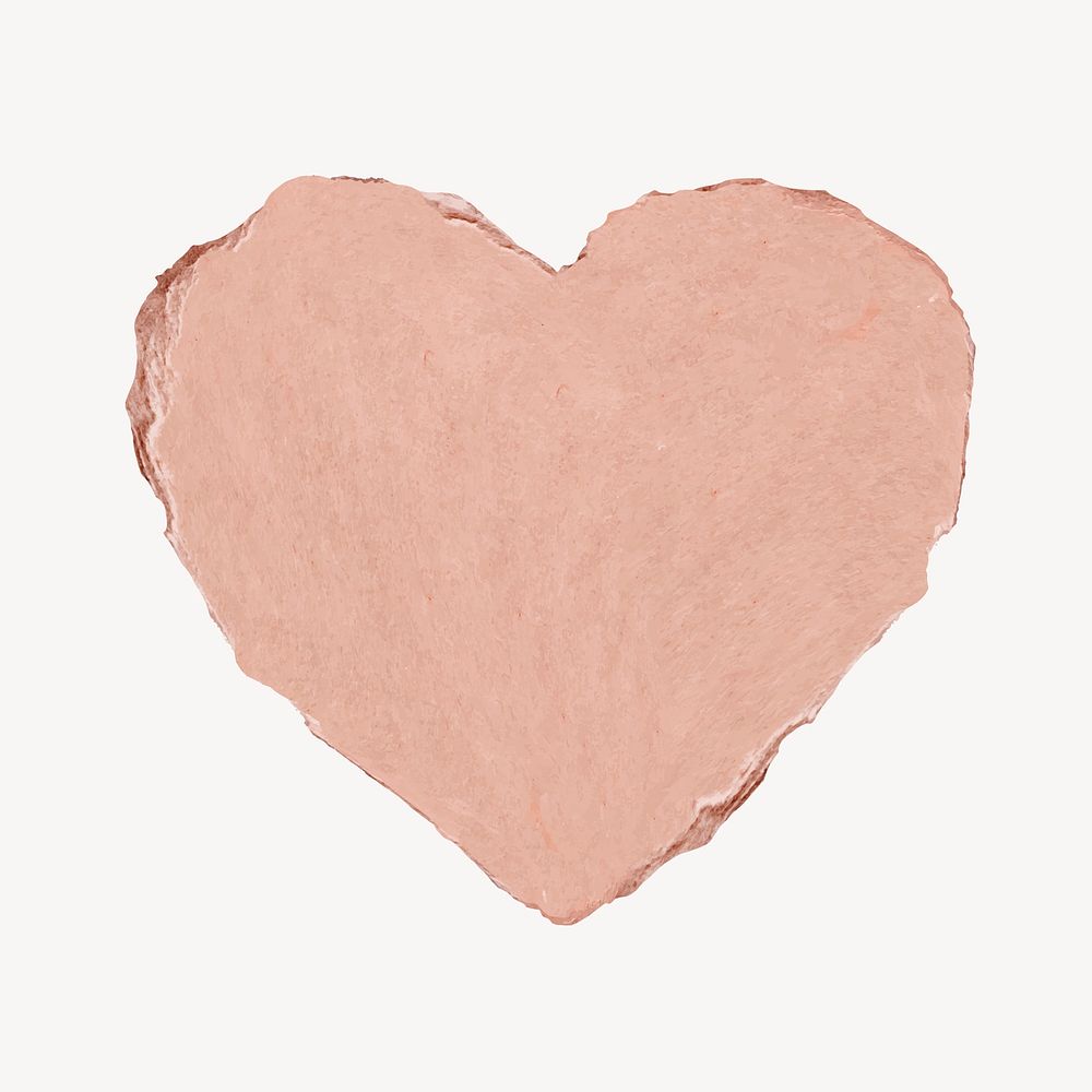 Heart collage element, pink paper texture design vector