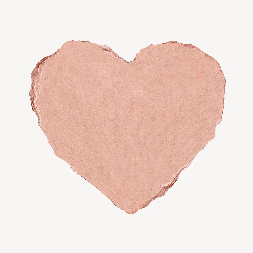 Heart collage element, pink paper texture design psd