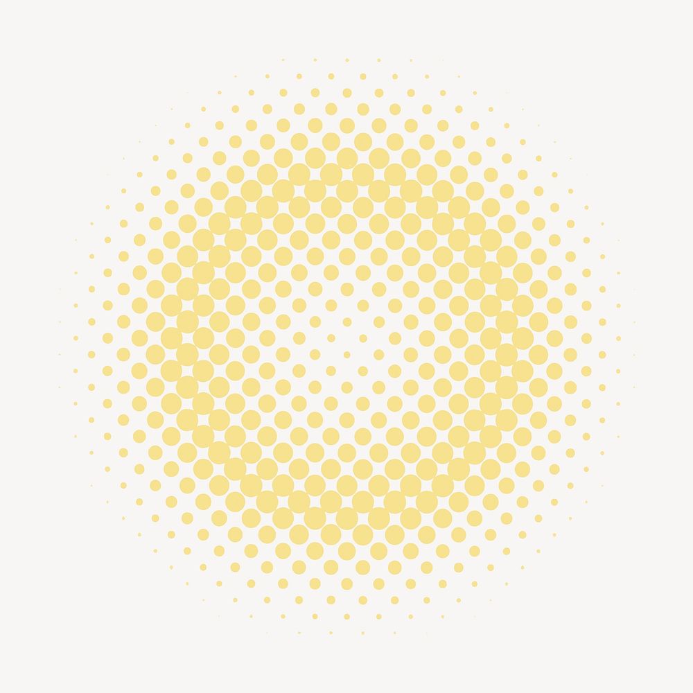Yellow halftone circle collage element vector