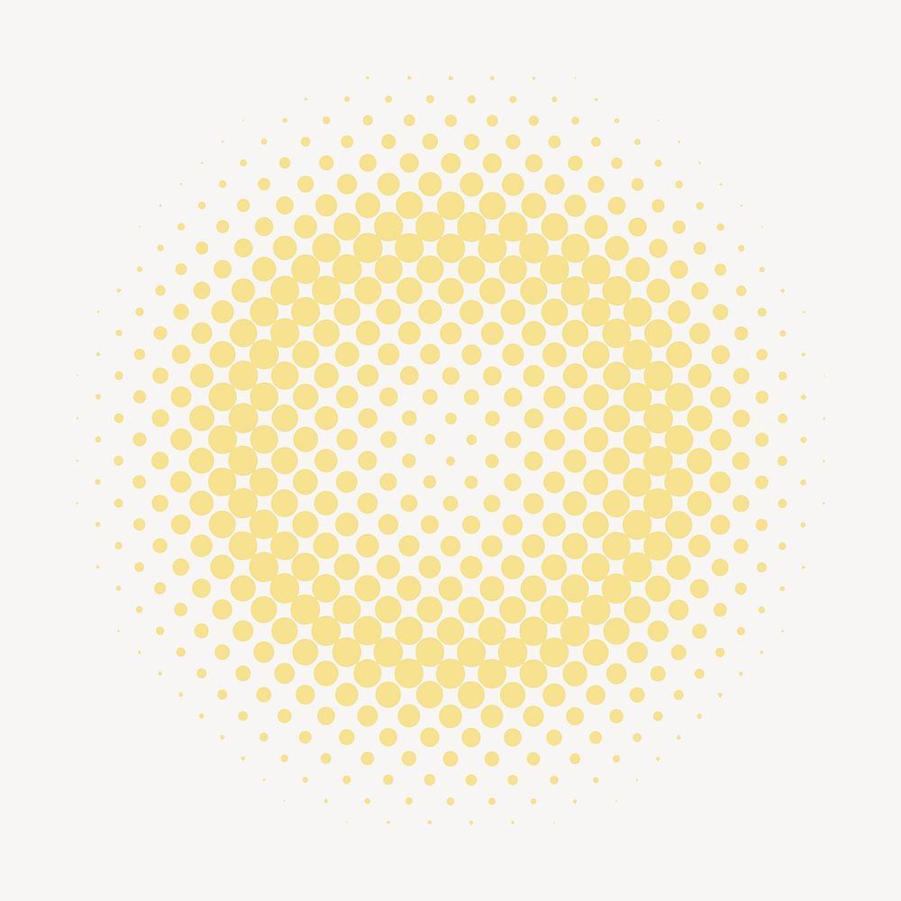 Yellow halftone circle collage element