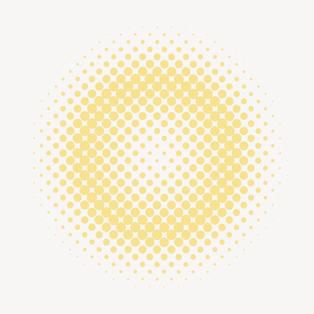 Yellow halftone circle collage element psd