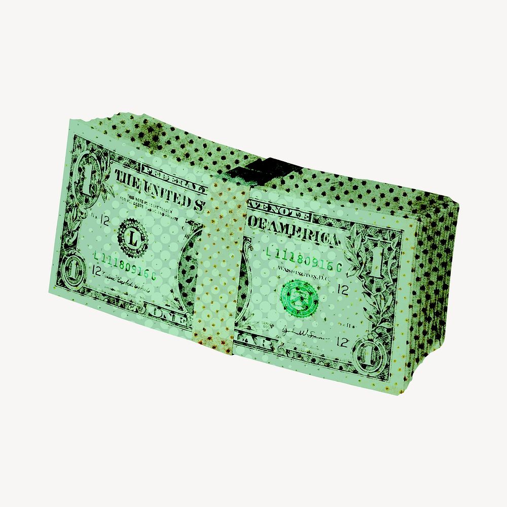 Dollar pack halftone collage element vector