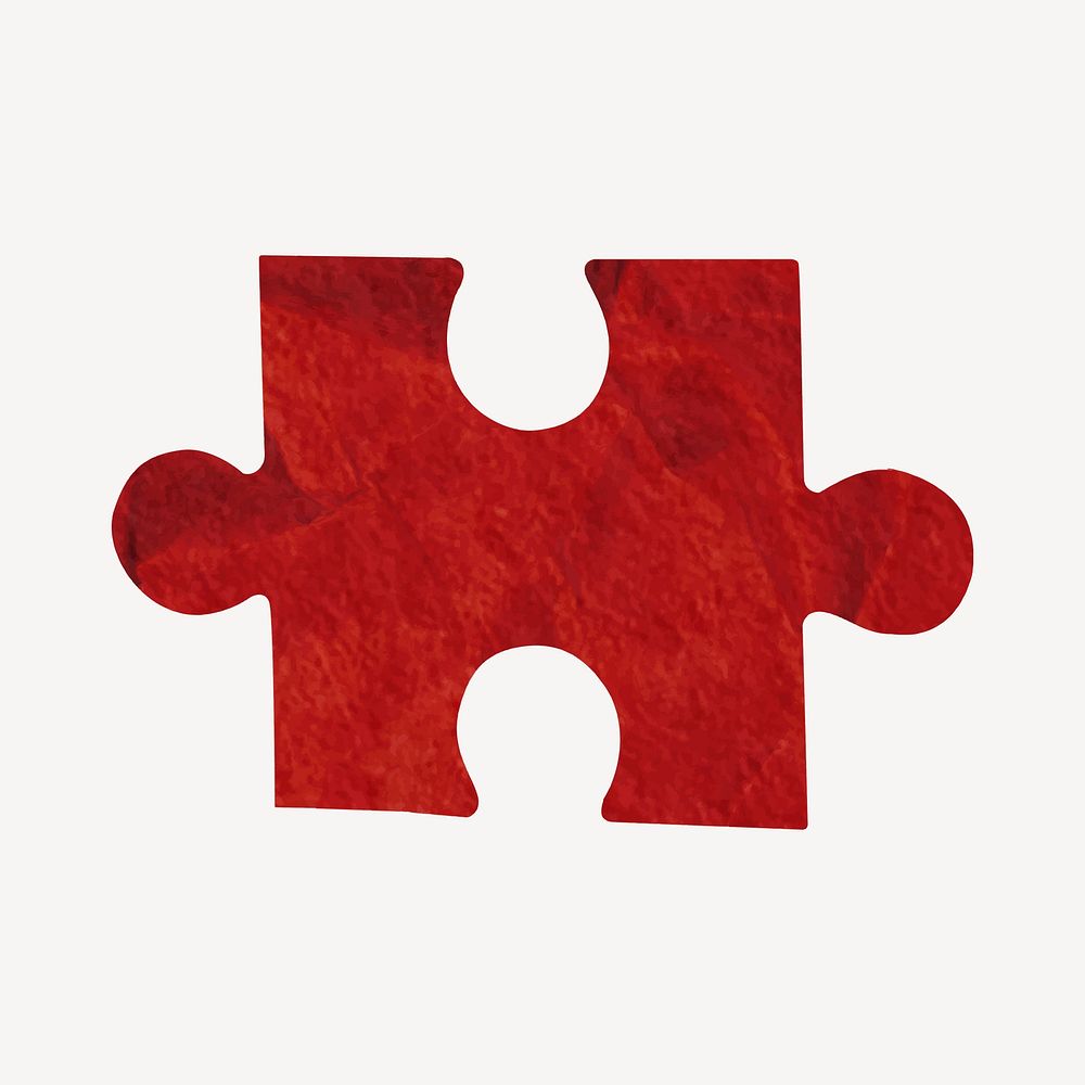 Red jigsaw puzzle collage element vector