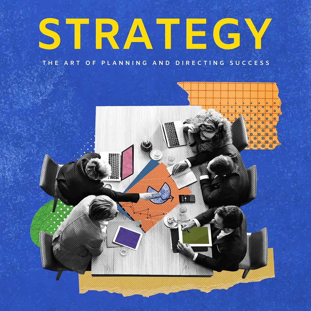 Business strategy Instagram post template, remix media design vector