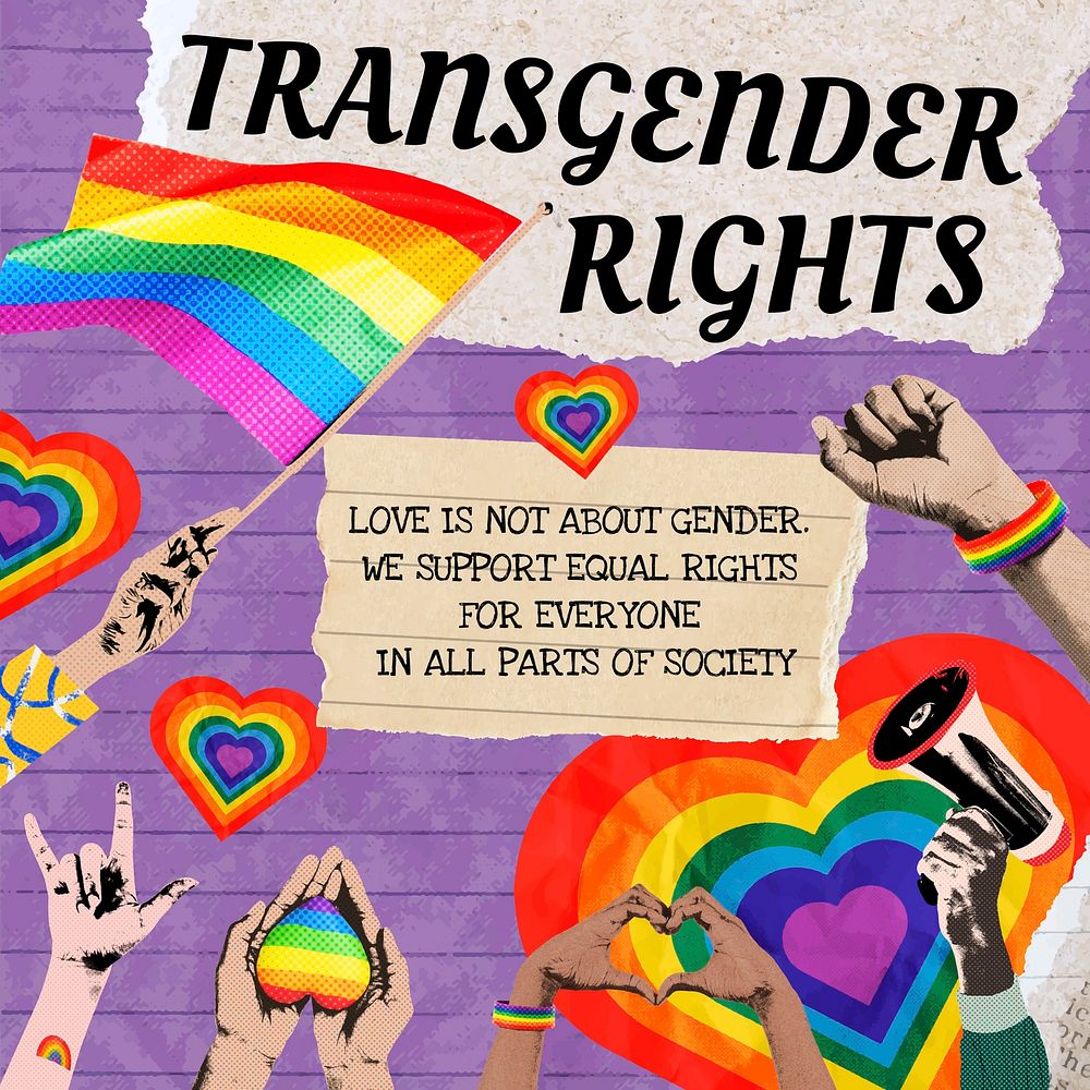 Transgender rights Facebook post template, remix media design vector