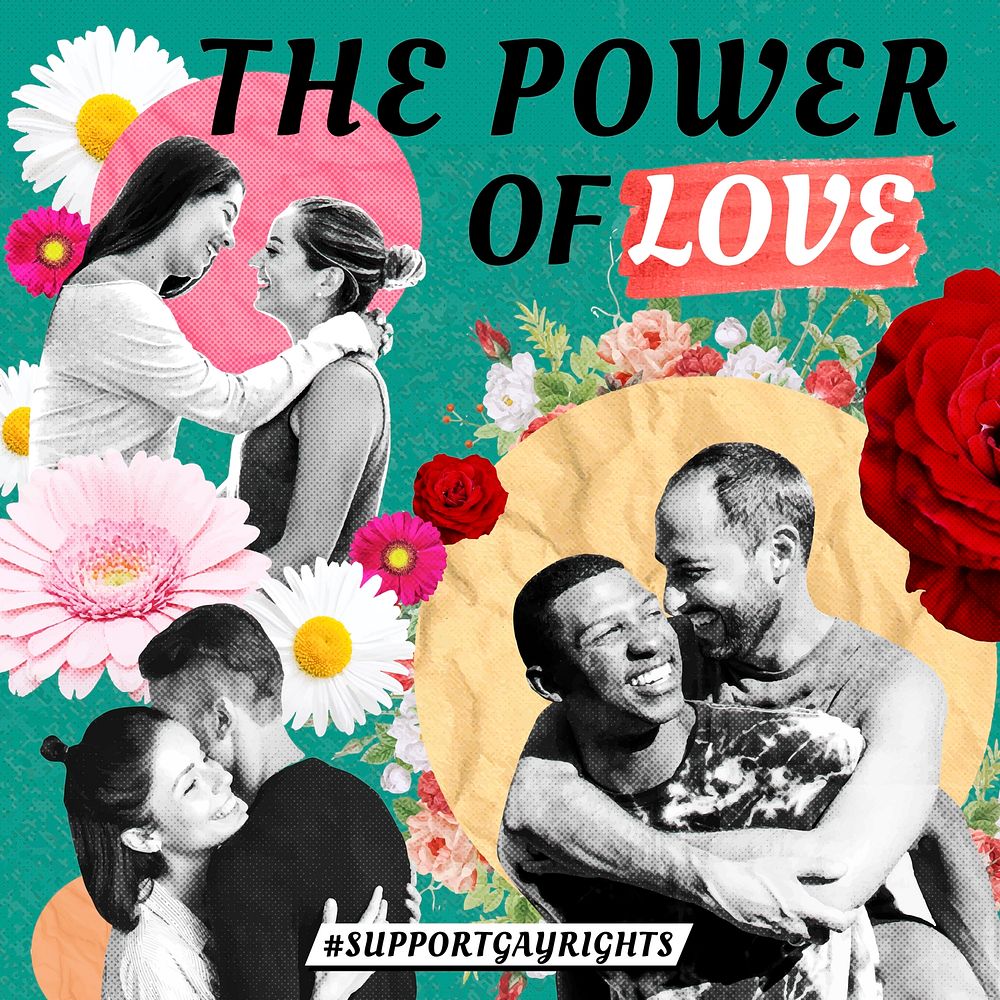 LGBTQ+ Love Instagram post template, remix media design vector