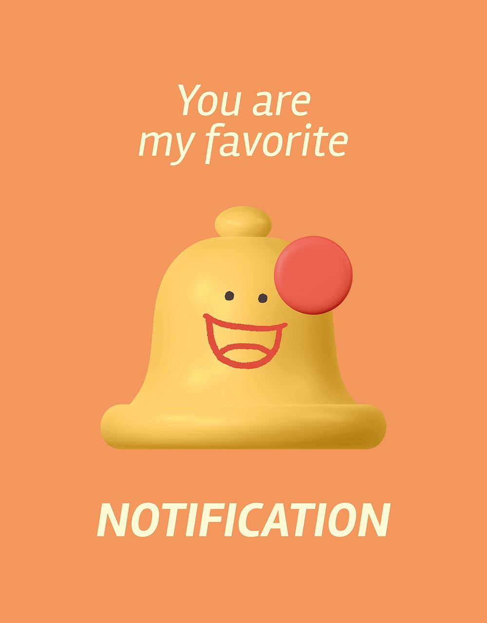 Favorite notification flyer template, 3D bell illustration psd