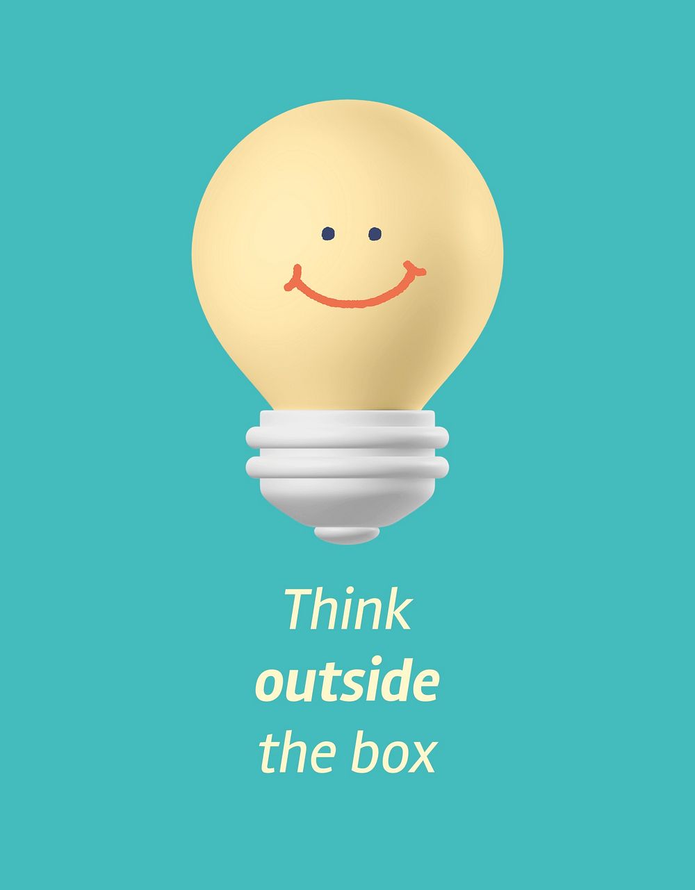 Smiling light bulb flyer template, think outside the box quote vector