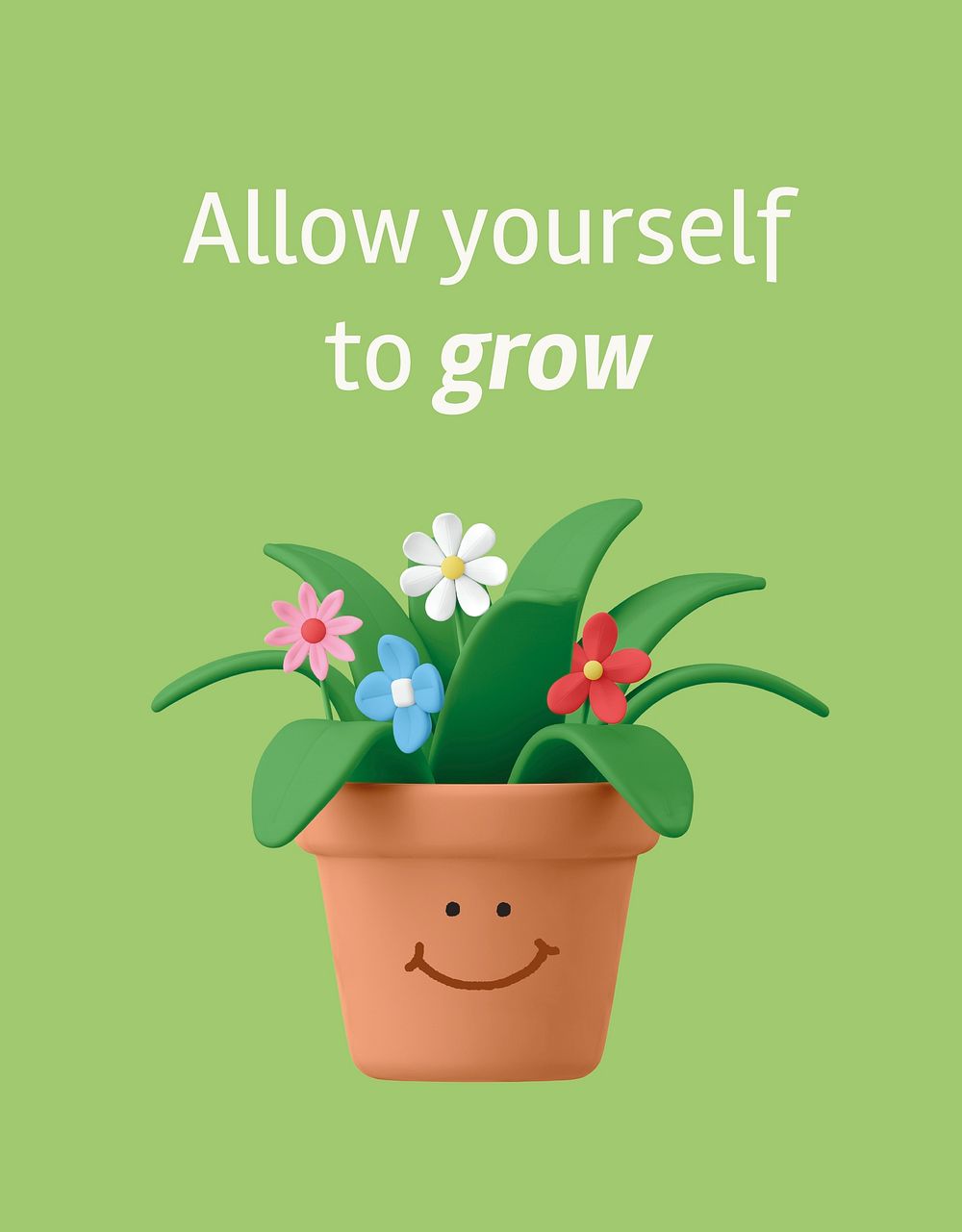 Happy houseplant flyer template, self-love quote vector