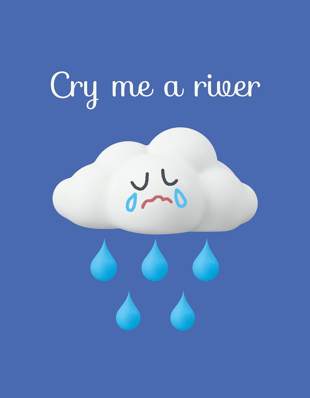 Crying cloud flyer template, sad quote psd